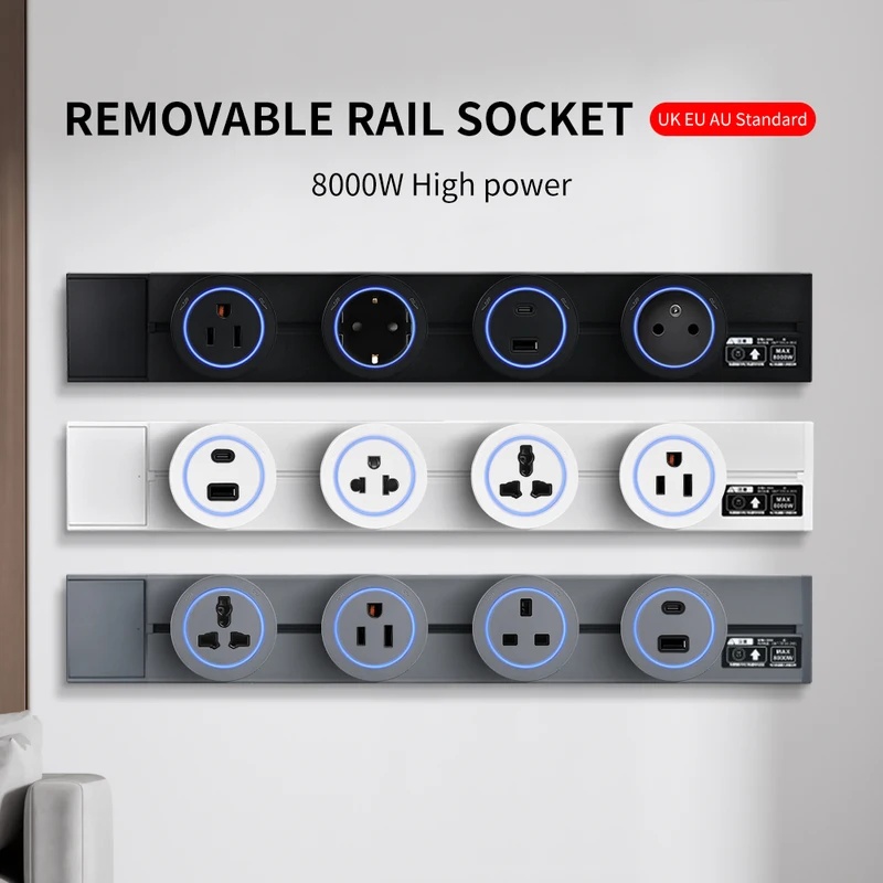 Kitchen Appliances In White - White Black Wall Power Track Socket