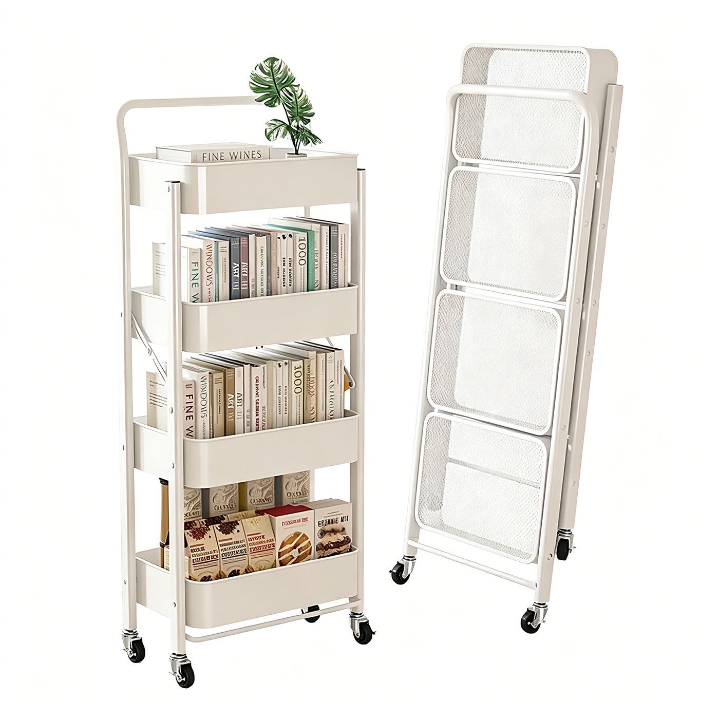 Foldable Rolling Kitchen Troll - Kitchen Appliances In White review and price